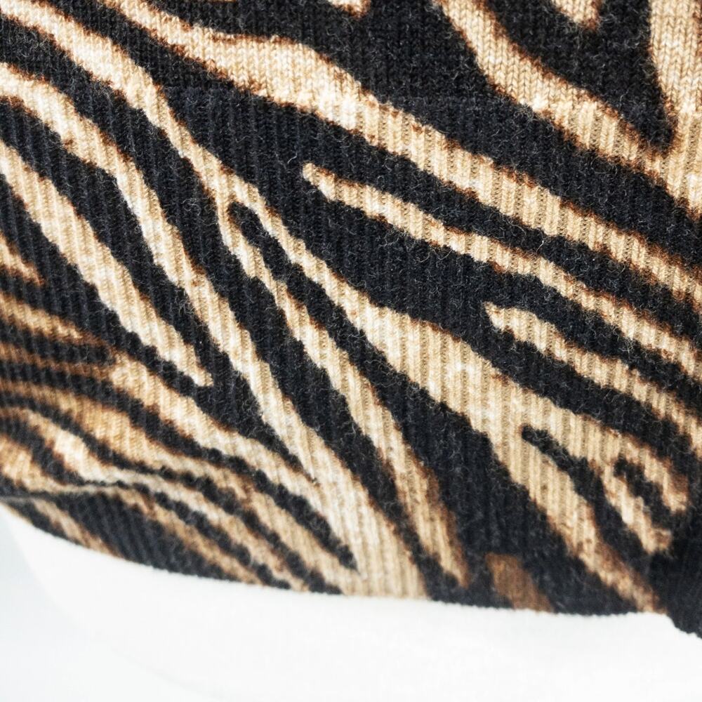 WHBM Womens Zebra Print Cardigan Small Brown Black Snap Button - Picture 6 of 13